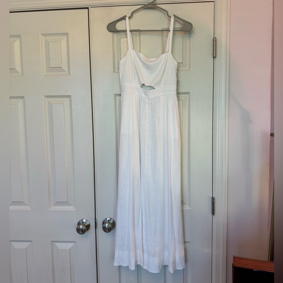 NWT NINE WEST White Linen Blend Cutout Midi Dress XS - Picture 6 of 11